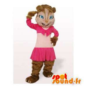 Groundhog mascot dressed in a pink dress - MASFR006294 - Animals of the forest