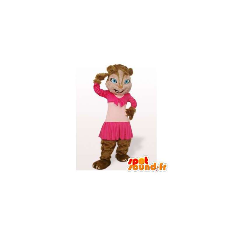 Groundhog maskot klädd i en rosa klänning - Spotsound maskot