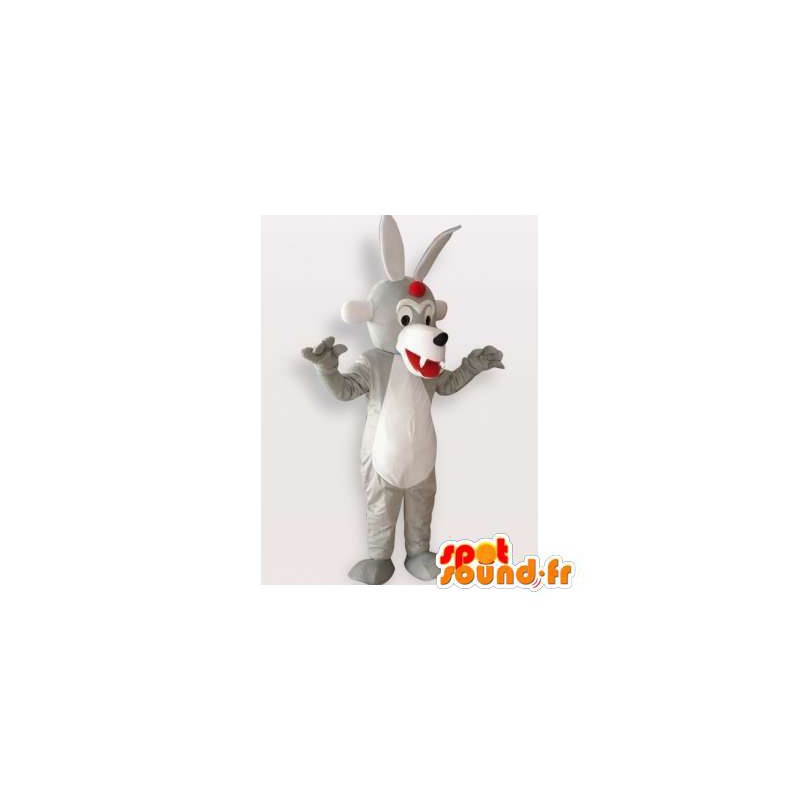 Mascot lupo grigio e bianco. Lupo costume originale - MASFR006296 - Mascotte lupo