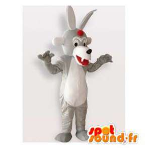 Mascotte de loup gris et blanc. Costume de loup original - MASFR006296 - Mascottes Loup