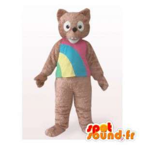 Mascot teddybeer, bruin en gekleurd - MASFR006297 - Bear Mascot