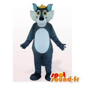 Azul e branco mascote lobo. Costume lobo - MASFR006298 - lobo Mascotes