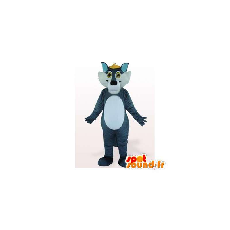 Azul e branco mascote lobo. Costume lobo - MASFR006298 - lobo Mascotes