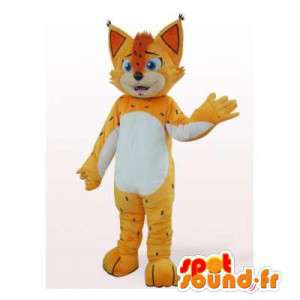 Gatto Mascot, giallo, arancione e bianco con macchie nere - MASFR006305 - Mascotte gatto