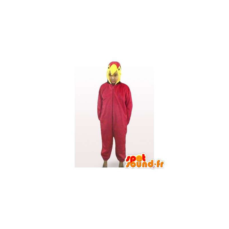 Mascot rood en geel papegaai, eenvoudige en aanpasbare - MASFR006306 - mascottes papegaaien