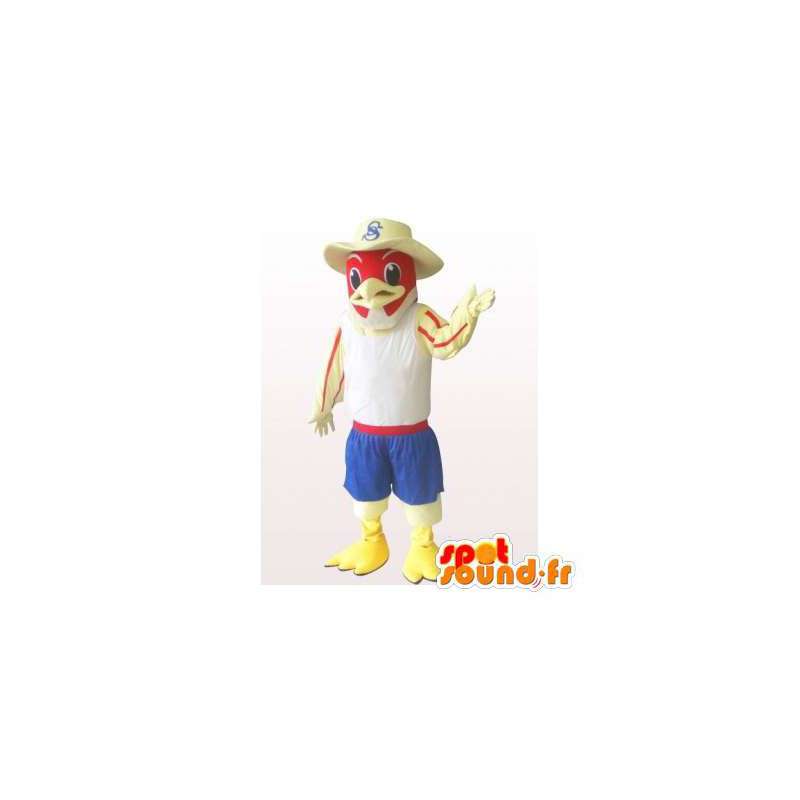 Mascot aquila, avvoltoio, con un cappello da cowboy rosso - MASFR006309 - Mascotte degli uccelli
