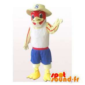 Mascot aquila, avvoltoio, con un cappello da cowboy rosso - MASFR006309 - Mascotte degli uccelli