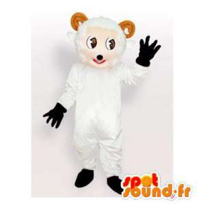 Branco Mascote do urso com as orelhas marrons - MASFR006312 - mascote do urso
