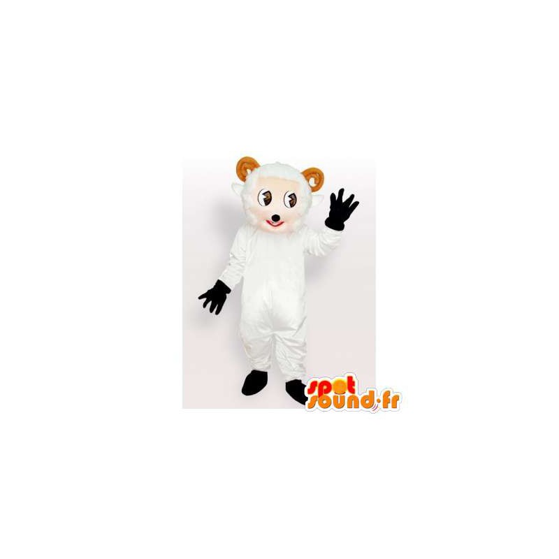 Branco Mascote do urso com as orelhas marrons - MASFR006312 - mascote do urso
