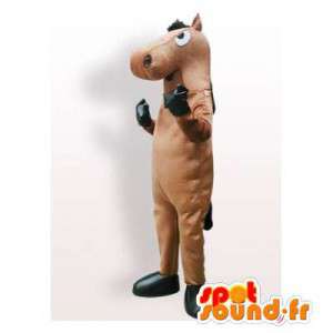 Brązowy koń maskotka. jazda Costume - MASFR006316 - maskotki koni