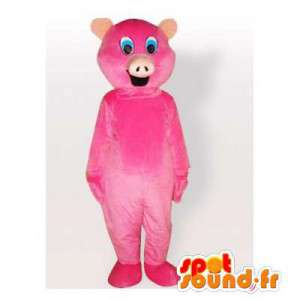Pink pig mascot, simple and customizable - MASFR006318 - Mascots pig