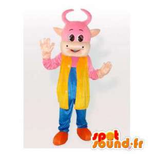 Vaca mascote rosa. traje da vaca - MASFR006319 - Mascotes vaca