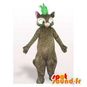 Mascot leopard with green crest on the head - MASFR006320 - Tiger mascots