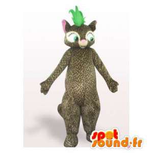 Mascote leopardo com uma crista verde em sua cabeça - MASFR006320 - Tiger Mascotes