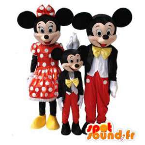 Maskot Mickey, Minnie og deres søn. Pakke med 3 kostumer -