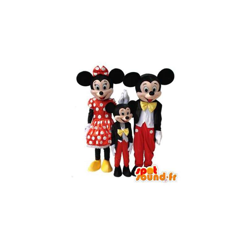 Maskot Mickey, Minnie och deras son. Förpackning med 3 kostymer