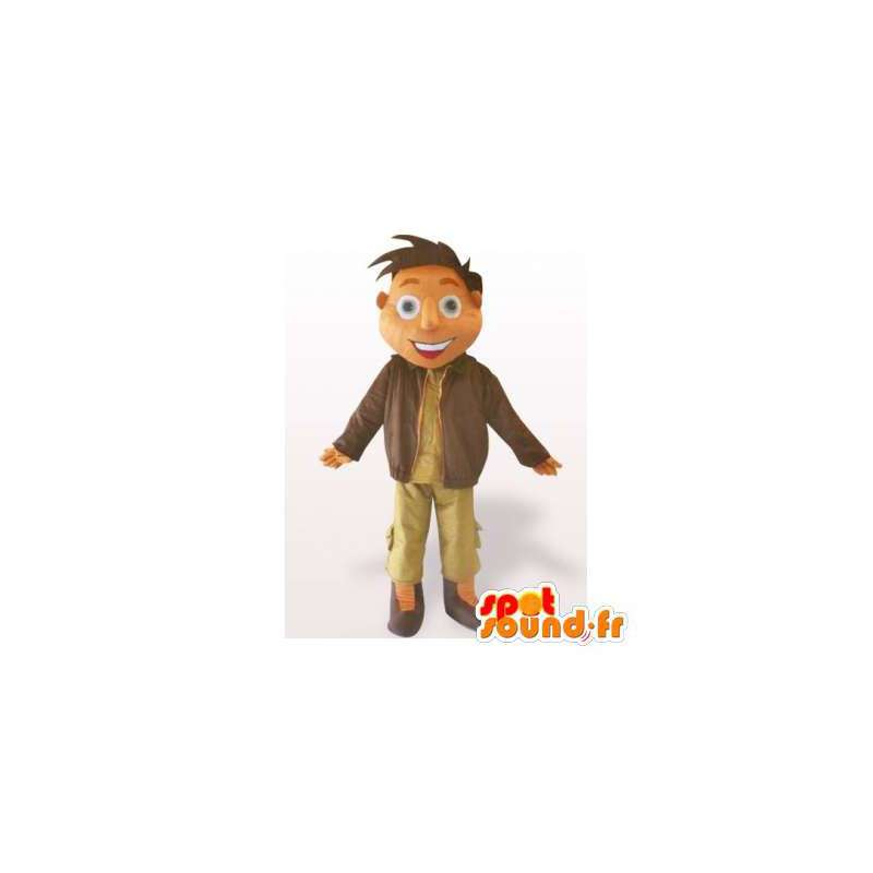 Mascotte de bonhomme en blouson avec une tréhi beige - MASFR006336 - Mascottes Homme