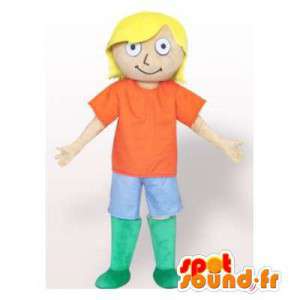 Mascot blond in colorful outfit. Man's suit - MASFR006343 - Human mascots