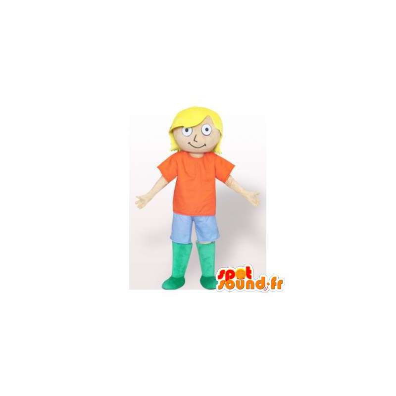 Mascot blond in colorful outfit. Man's suit - MASFR006343 - Human mascots