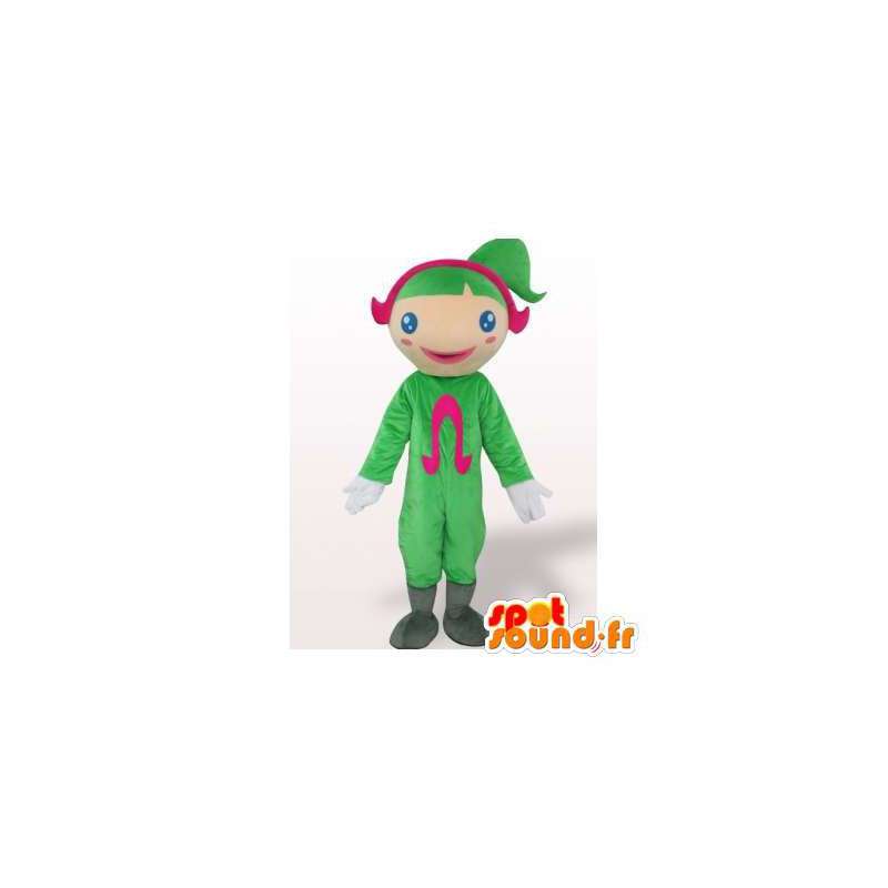 Mascotte de fillette avec un costume et des cheveux verts - MASFR006345 - Mascottes Garçons et Filles