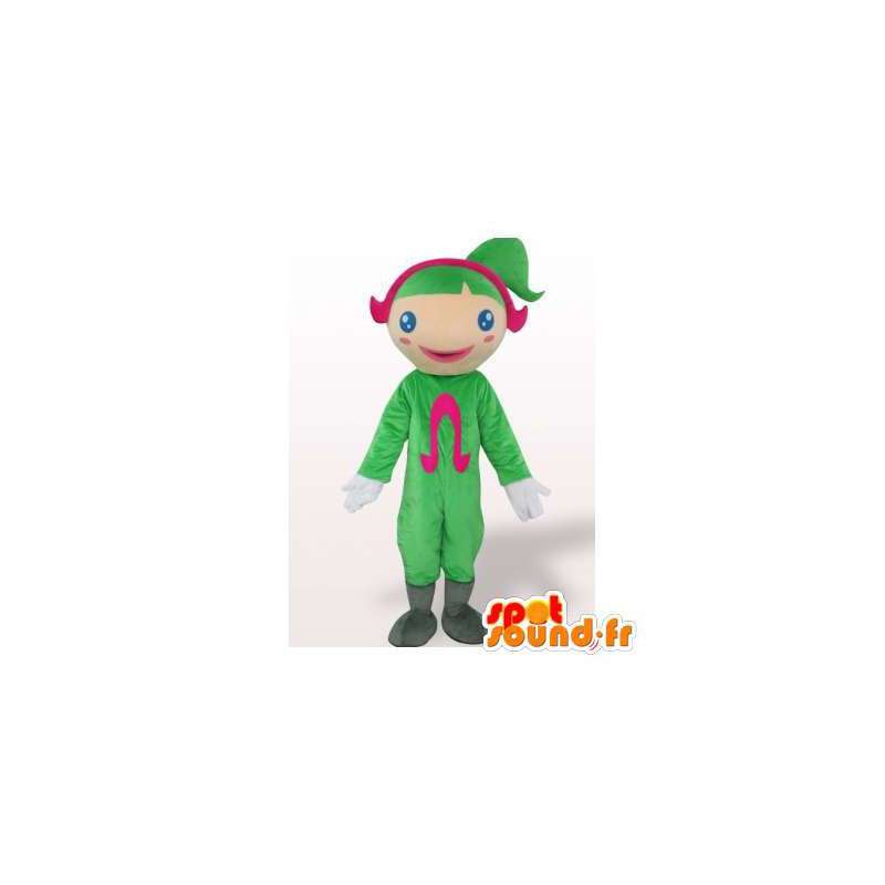 Menina mascote com um terno e cabelo verde - MASFR006345 - Mascotes Boys and Girls