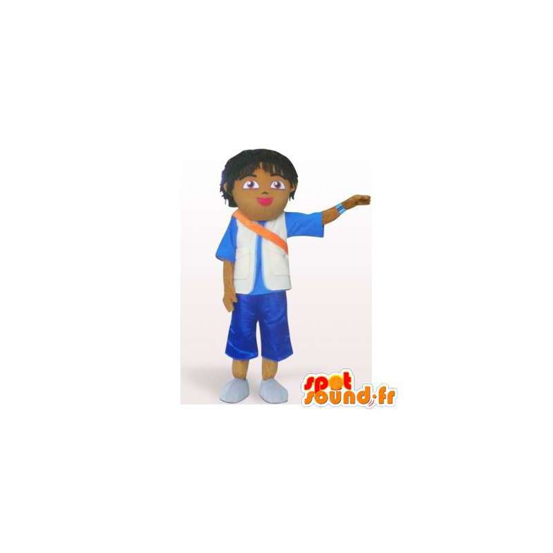 茶色の男子生徒のマスコット。男の子のコスチューム-MASFR006353-男の子と女の子のマスコット