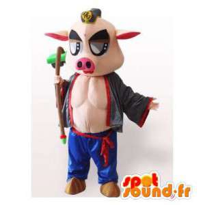 Muskuløs og originale gris maskot - MASFR006354 - Pig Maskoter