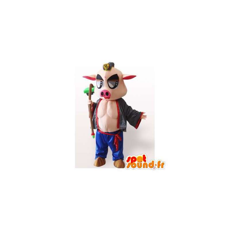 Pig mascot muscular and original - MASFR006354 - Mascots pig