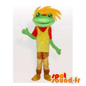 Colorful frog mascot with hair - MASFR006359 - Mascots frog