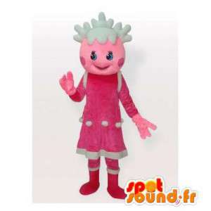 Mascotte de fille rose avec des cheveux blancs - MASFR006362 - Mascottes Garçons et Filles