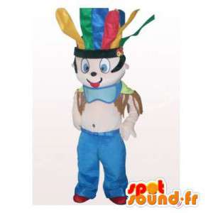 Indian Mascot shirtless, met veren op het hoofd - MASFR006363 - man Mascottes