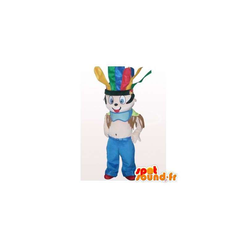 Indian maskot košili s peří na hlavě - MASFR006363 - Man Maskoti