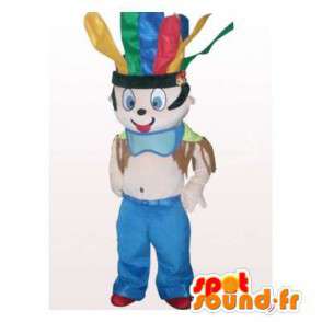 Indian maskot košili s peří na hlavě - MASFR006363 - Man Maskoti