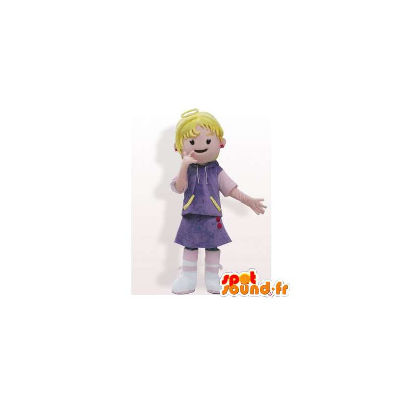 Mascot vaalea tyttö violetti hallussa - MASFR006370 - Maskotteja Boys and Girls