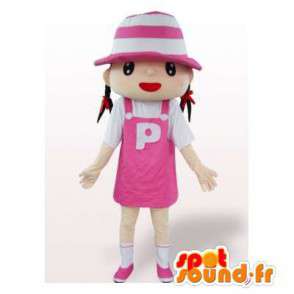 Vestida mascote rosa e branco menina - MASFR006372 - Mascotes Boys and Girls