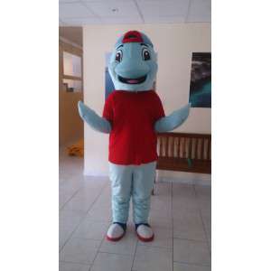 Maskotformet plysblå delfin - Dolphin-kostume - Spotsound maskot