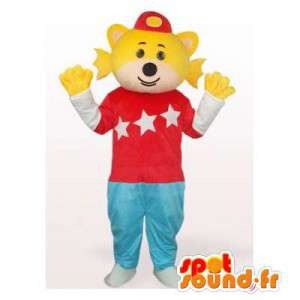 Bären-Maskottchen gelben Stern und bunt - MASFR006375 - Bär Maskottchen