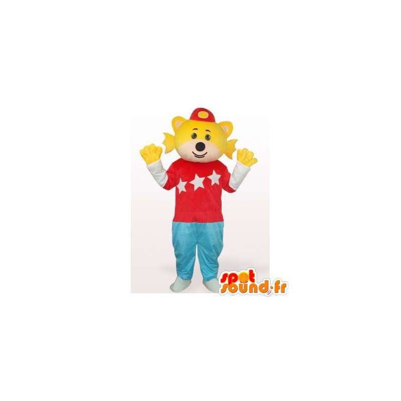 La mascota del oso estrella amarilla y colorida - MASFR006375 - Oso mascota