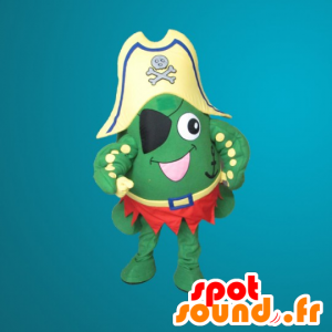 Groene kikker mascotte kleedde zich als piraat - MASFR20001 - mascottes Pirates