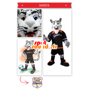 Mascot tigre blanco y negro con su atuendo de fútbol - MASFR20004 - Mascotas de tigre