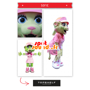 Mascot hübsche Katze in rosa gekleidet - MASFR20005 - Katze-Maskottchen