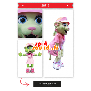 Mascot hübsche Katze in rosa gekleidet - MASFR20005 - Katze-Maskottchen