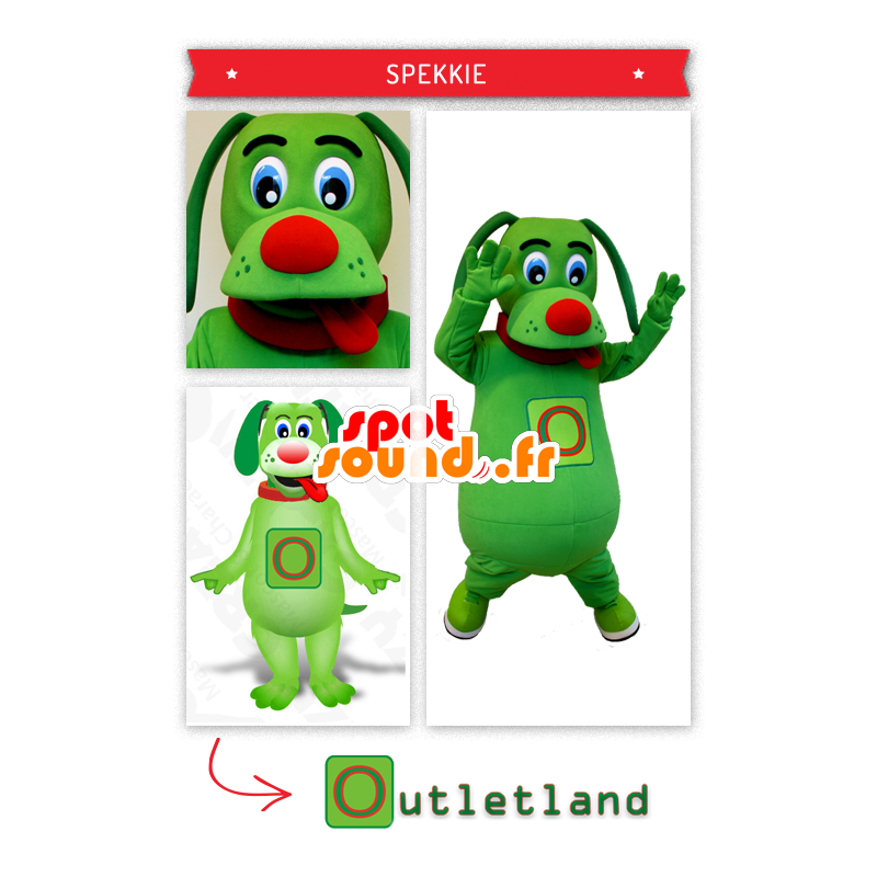 Green mascot dog that pulls the tongue - MASFR20006 - Dog mascots Green mascot dog that pulls the tongue - MASFR20006 - Dog mascots