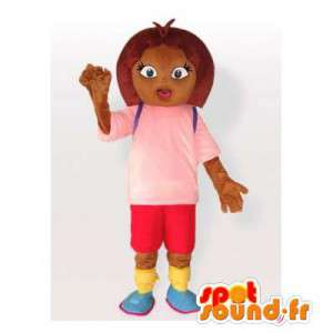 Mascot schoolmeisje outfit in roze en rood - MASFR006380 - Mascottes Boys and Girls