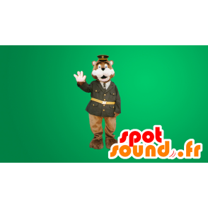 Klädd i polisuniform för brunbjörnmaskot - Spotsound maskot