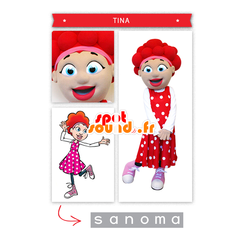 Dívka maskot s červenými vlasy - MASFR20014 - maskoti Child Dívka maskot s červenými vlasy - MASFR20014 - maskoti Child