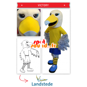 Maskot gul og hvit ørn i sportsklær - MASFR20016 - Mascot fugler