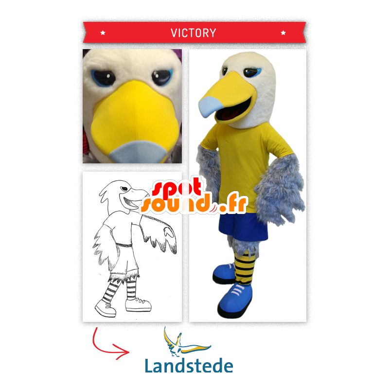 Maskot gul og hvit ørn i sportsklær - MASFR20016 - Mascot fugler Maskot gul og hvit ørn i sportsklær - MASFR20016 - Mascot fugler