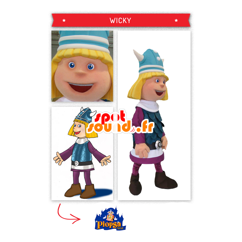 Maskot gallere, viking, blond - Spotsound maskot kostume Maskot gallere, viking, blond - Spotsound maskot kostume