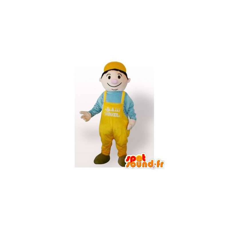 Homem mascote de macacão. vestido de trabalhador - MASFR006381 - Mascotes homem